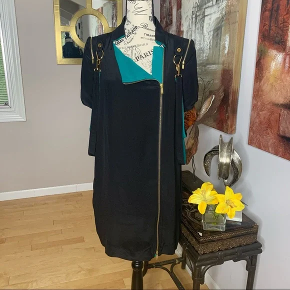 Gucci Silk Gold Zipper Sheath Dress - Picture 2 of 7